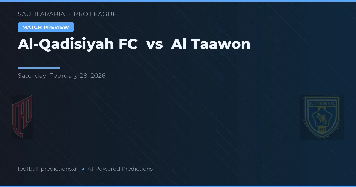 Al-Qadisiyah FC vs Al Taawon — pronostic și avancronică meci