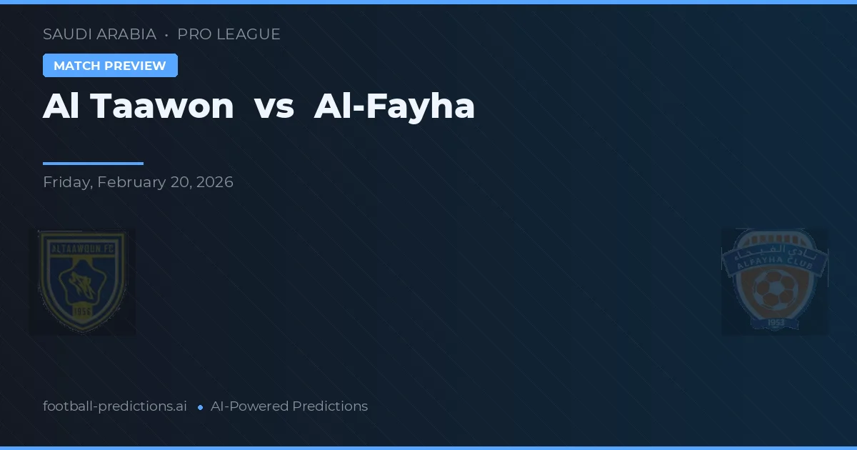 Al Taawon vs Al-Fayha — pronostic și avancronică meci