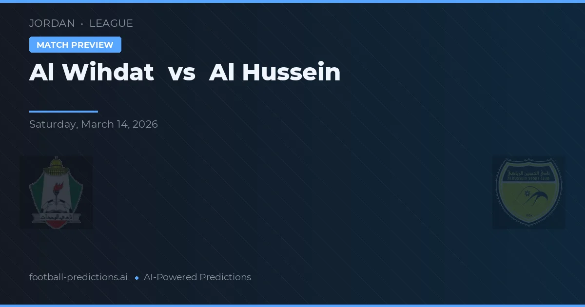 Al Wihdat vs Al Hussein — pronostic și avancronică meci