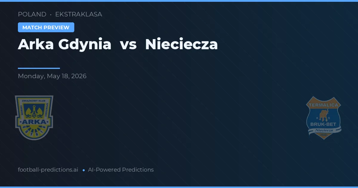 Arka Gdynia vs Nieciecza — pronostic și avancronică meci