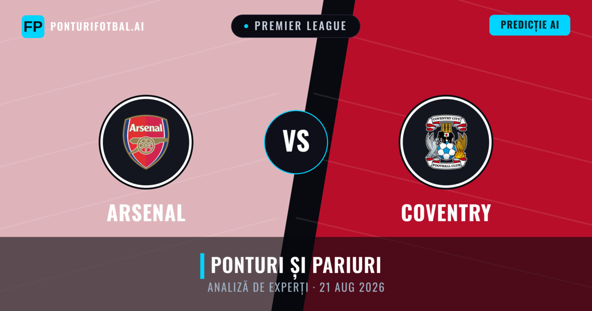 Arsenal vs Coventry — pronostic și avancronică meci