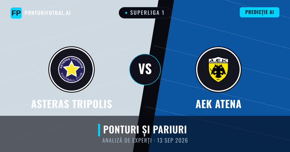 Asteras Tripolis vs AEK Atena — pronostic și avancronică meci
