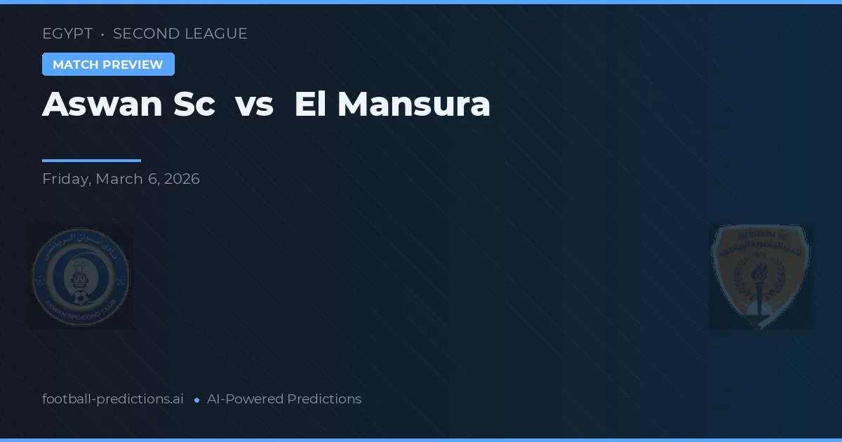 Aswan SC vs El Mansura — pronostic și avancronică meci