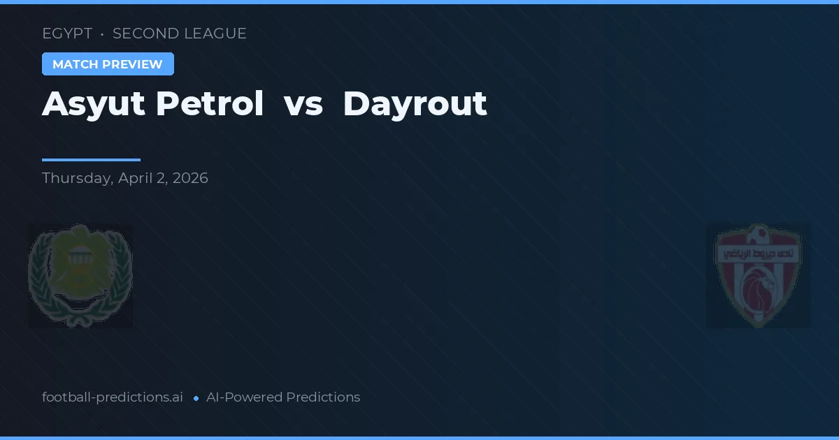Asyut Petrol vs Dayrout — pronostic și avancronică meci