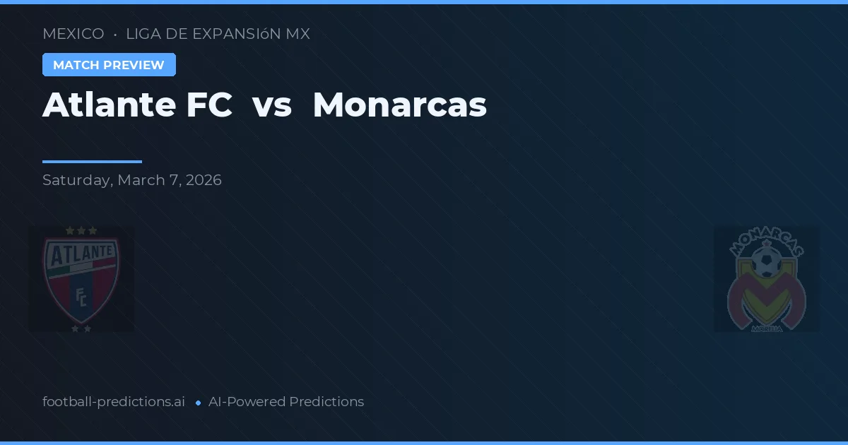 Atlante FC vs Monarcas — pronostic și avancronică meci