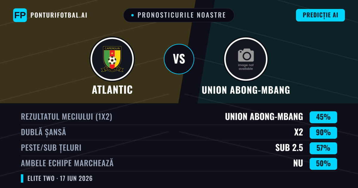 Pronosticurile noastre: Atlantic vs Union Abong-Mbang — Remiză (45%); Sub 2.5; Ambele echipe: Nu