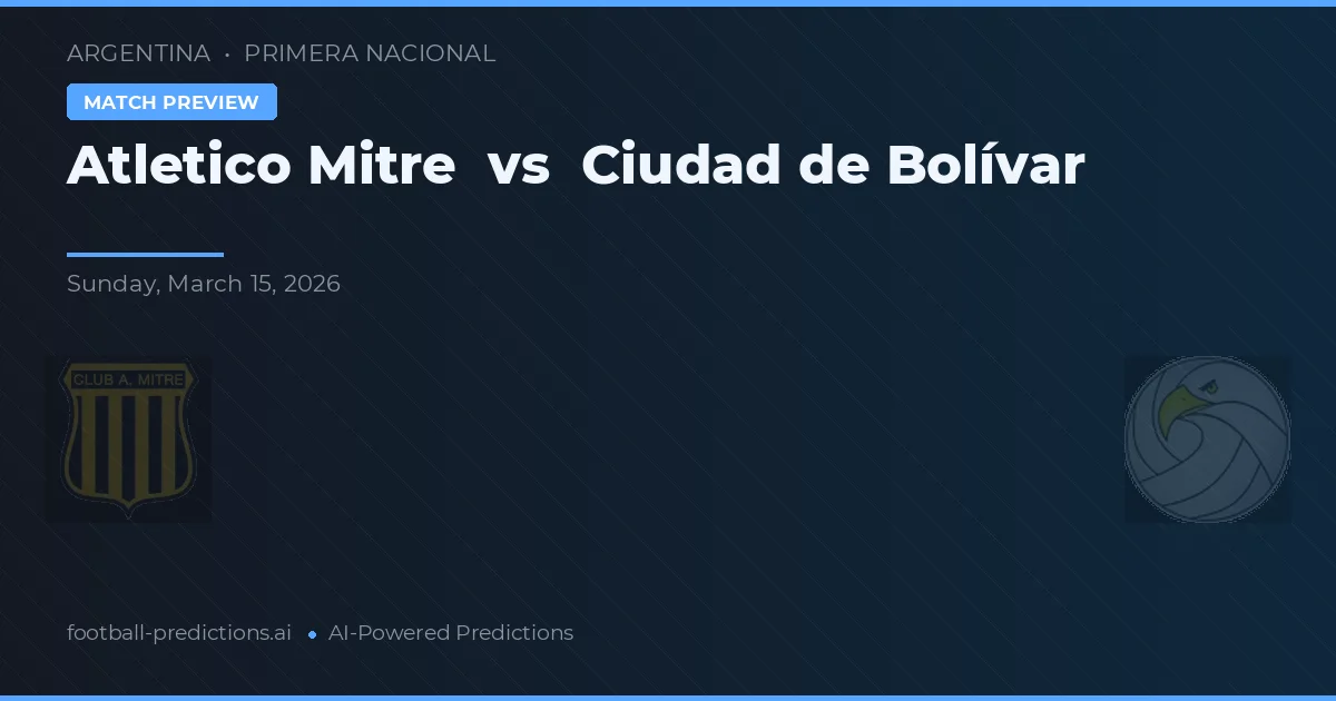 Atlético Mitre vs Ciudad de Bolívar — pronostic și avancronică meci
