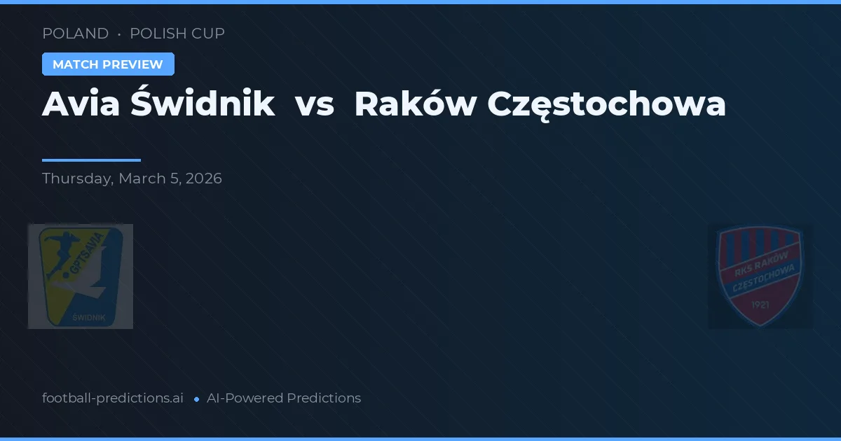 Avia Świdnik vs Raków Częstochowa — pronostic și avancronică meci