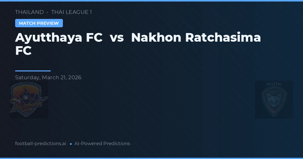 Ayutthaya FC vs Nakhon Ratchasima FC — pronostic și avancronică meci