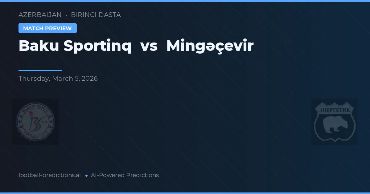 Baku Sportinq vs Mingəçevir — pronostic și avancronică meci