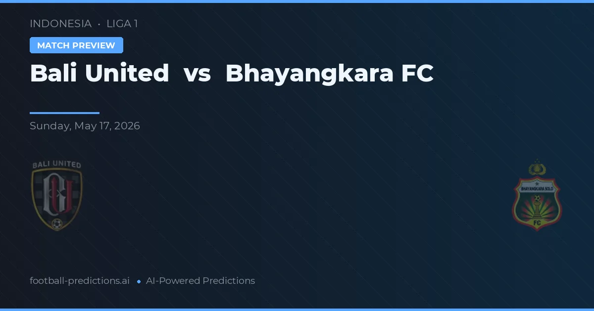 Bali United vs Bhayangkara FC — pronostic și avancronică meci