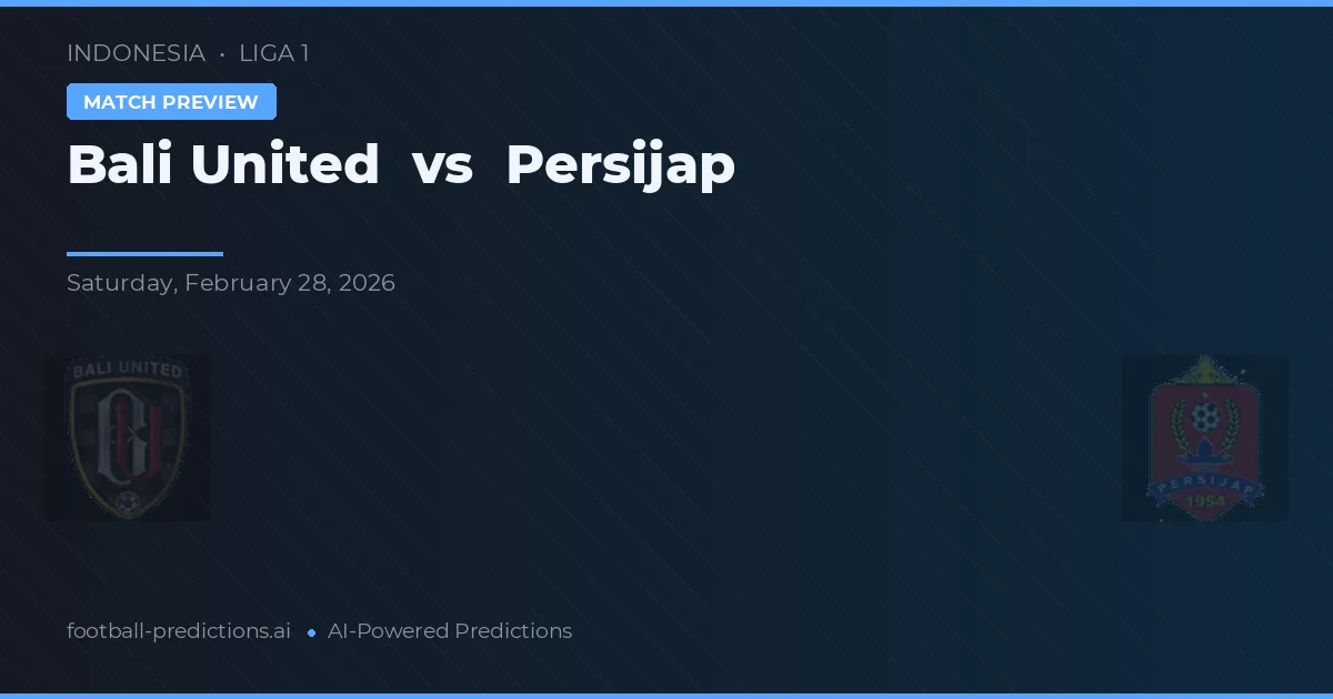 Bali United vs Persijap — pronostic și avancronică meci