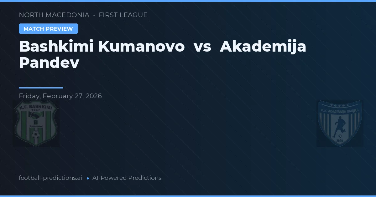 Bashkimi Kumanovo vs Academija Pandev — pronostic și avancronică meci