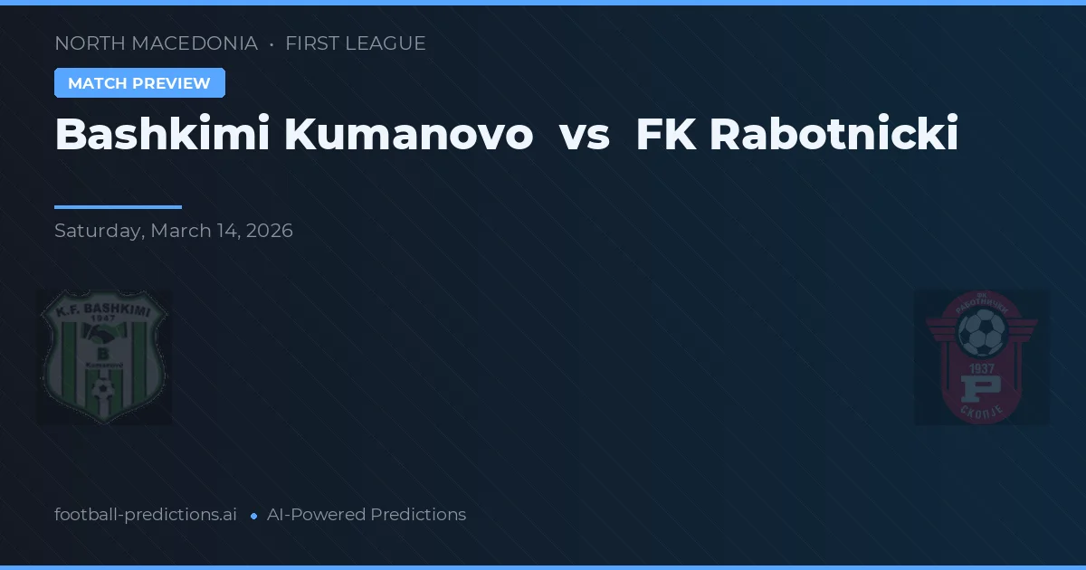 Bashkimi Kumanovo vs FK Rabotnički — pronostic și avancronică meci
