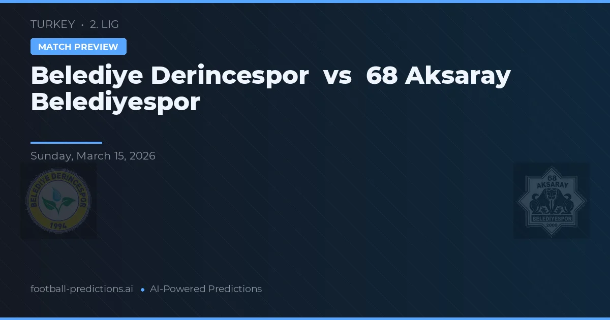 Derincespor vs Aksaray Belediyespor — pronostic și avancronică meci