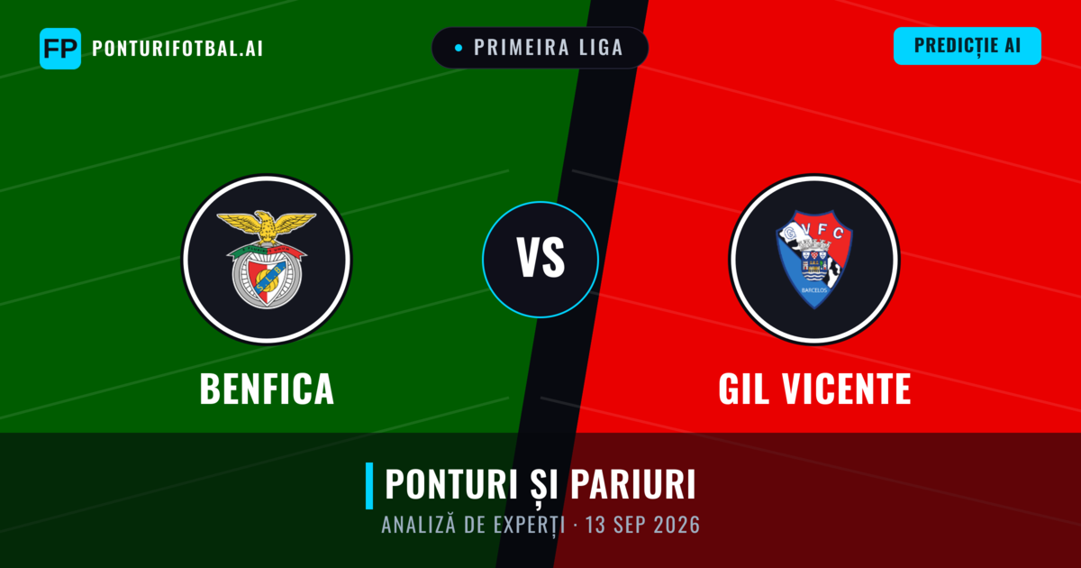 Benfica vs GIL Vicente — pronostic și avancronică meci