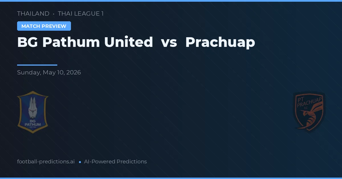 BG Pathum United vs Prachuap — pronostic și avancronică meci