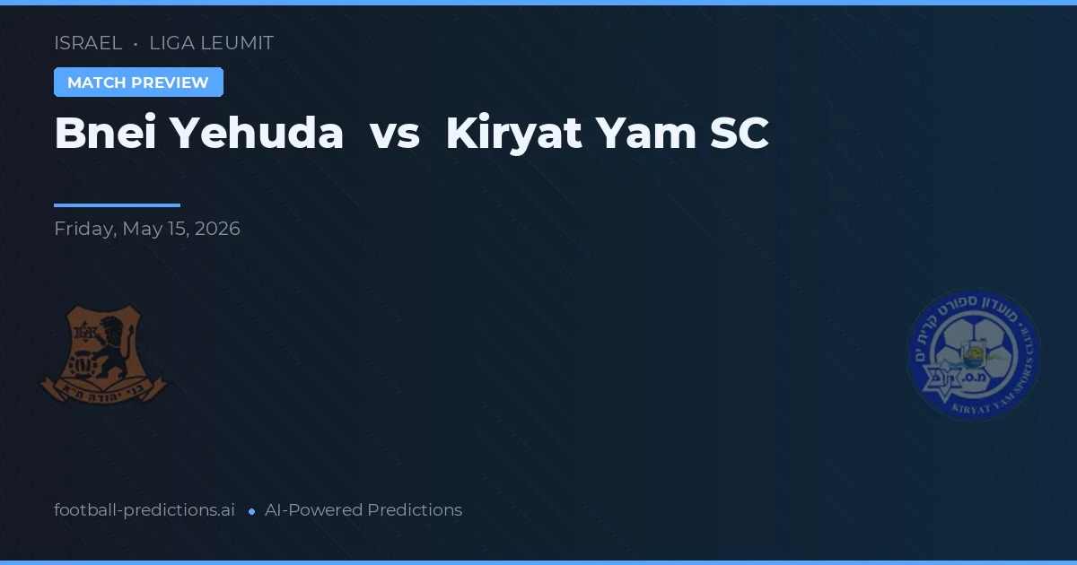 Bnei Yehuda vs Kiryat Yam SC — pronostic și avancronică meci