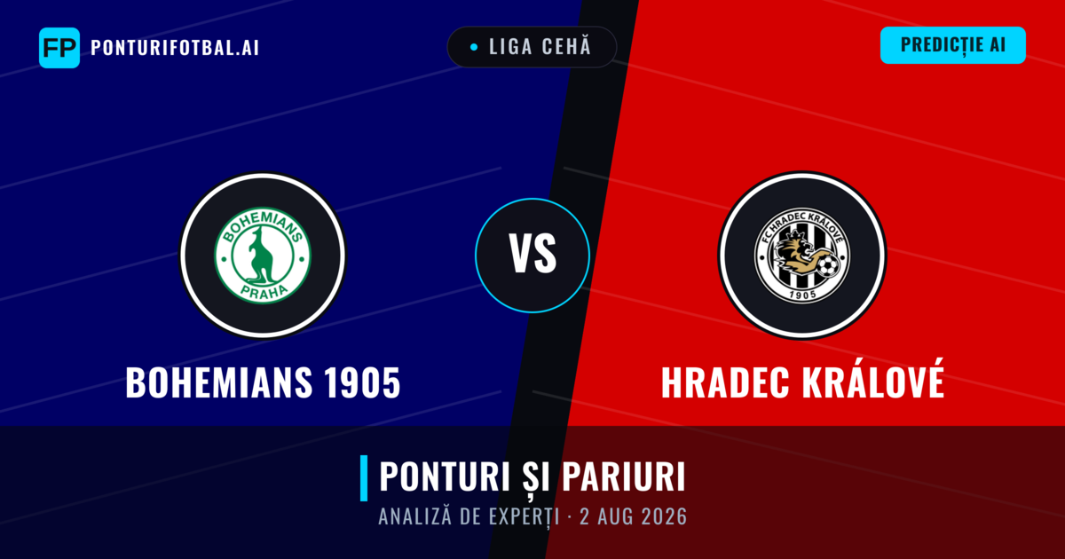 Bohemians 1905 vs Hradec Králové — pronostic și avancronică meci