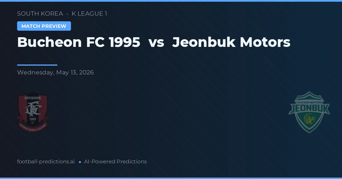 Bucheon FC 1995 vs Jeonbuk Motors — pronostic și avancronică meci