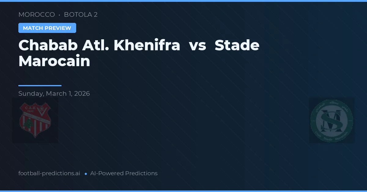 Chabab Atl. Khenifra vs Stade Marocain — pronostic și avancronică meci