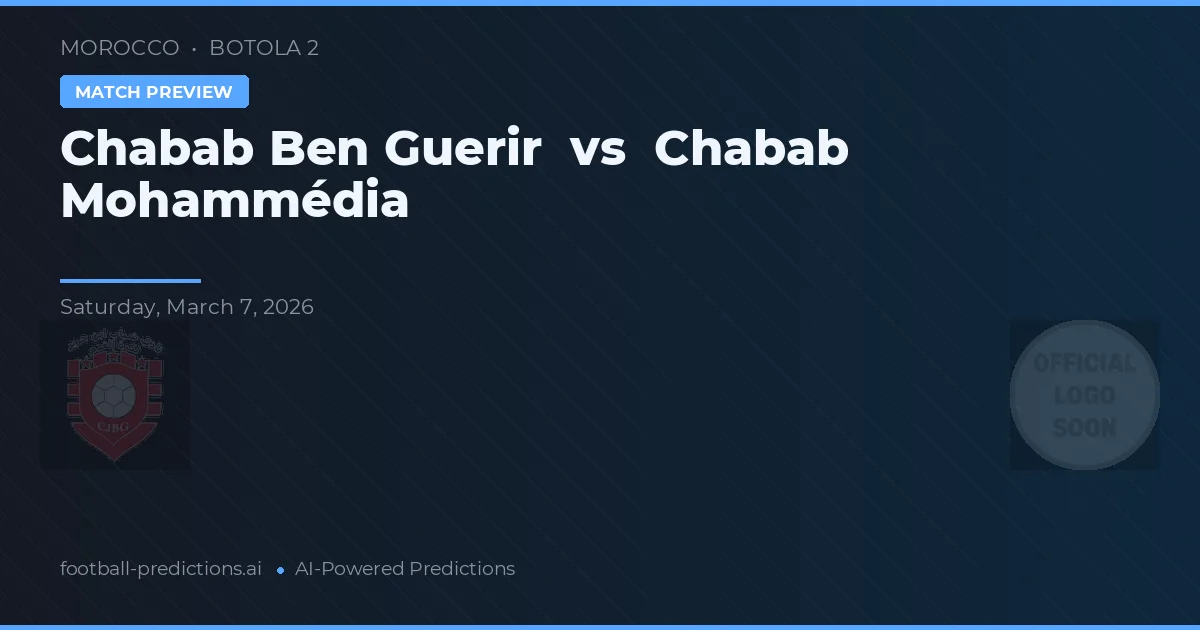 Chabab Ben Guerir vs Chabab Mohammédia — pronostic și avancronică meci
