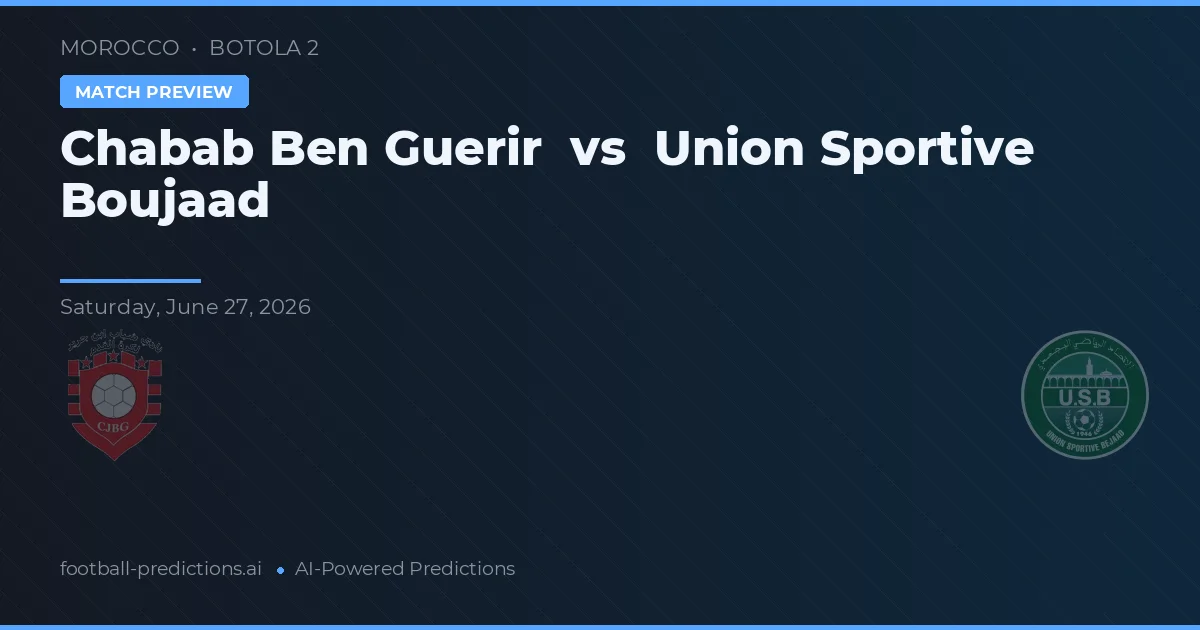 Chabab Ben Guerir vs Union Sportive Boujaad — pronostic și avancronică meci