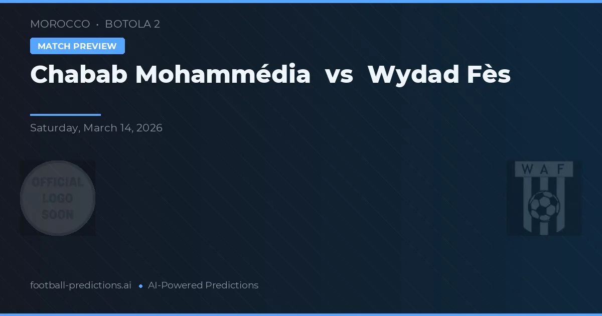 Chabab Mohammédia vs Wydad Fès — pronostic și avancronică meci