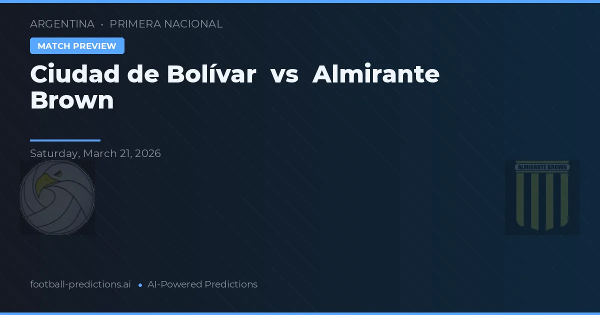 Ciudad de Bolívar vs Almirante Brown — pronostic și avancronică meci
