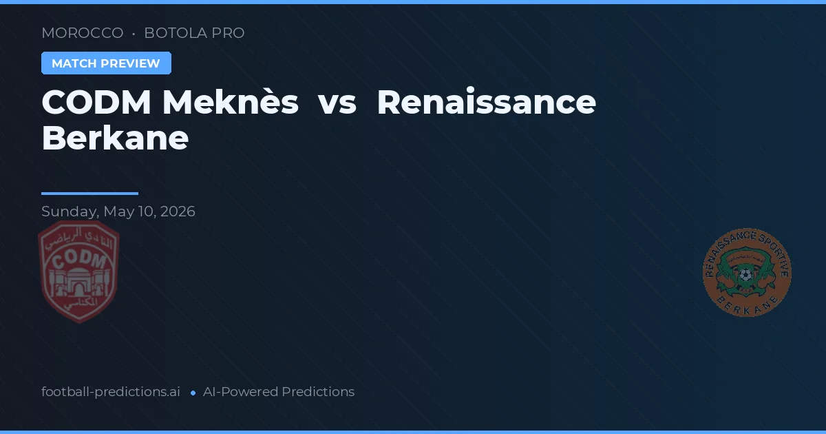 CODM Meknès vs Renașterea Berkane — pronostic și avancronică meci