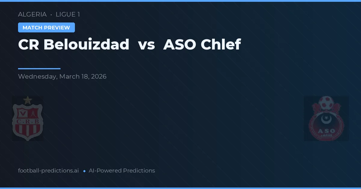 CR Belouizdad vs ASO Chlef — pronostic și avancronică meci