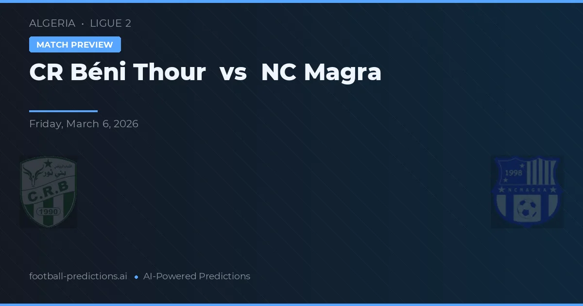 CRBéni Thour vs NC Magra — pronostic și avancronică meci