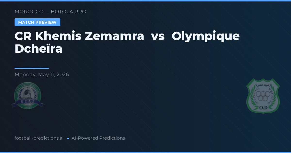 CR Khemis Zemamra vs Olympique Dcheïra — pronostic și avancronică meci