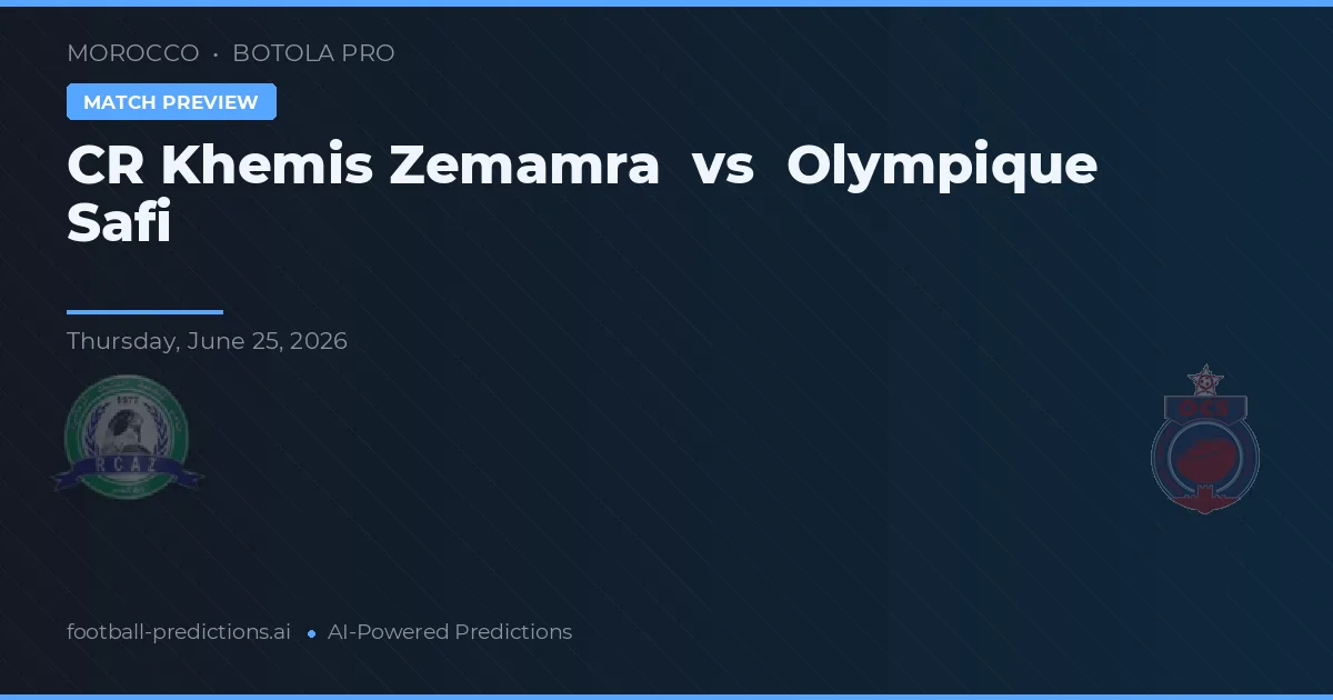 CR Khemis Zemamra vs Olympique Safi — pronostic și avancronică meci