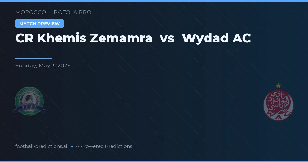 CR Khemis Zemamra vs Wydad AC — pronostic și avancronică meci