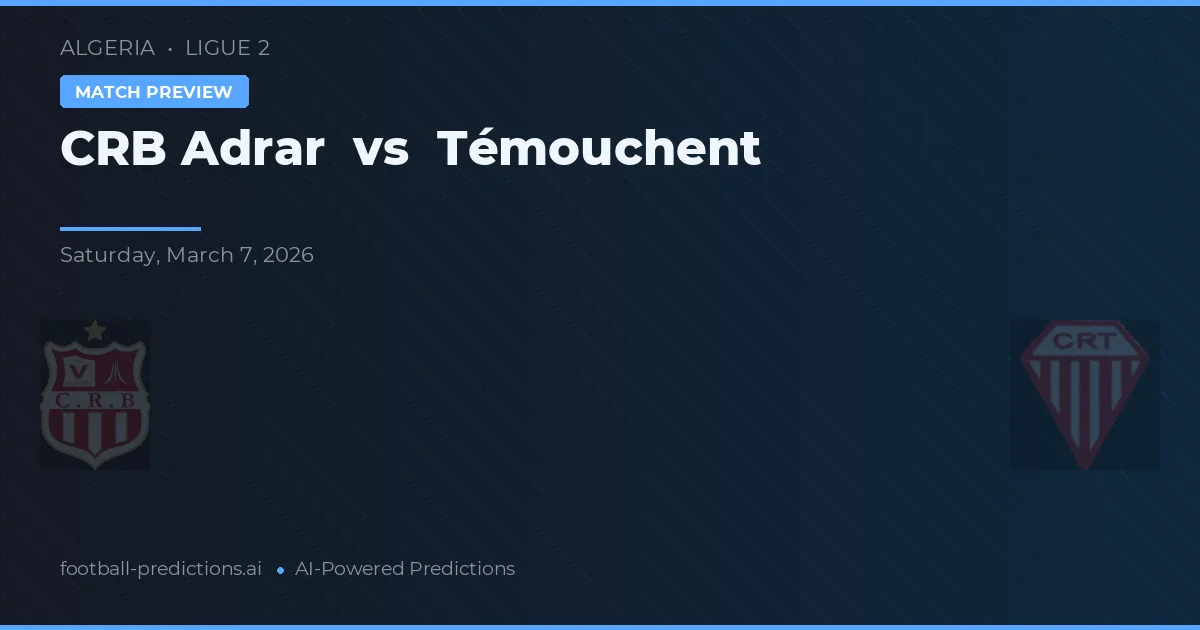 CRB Adrar vs Témouchent — pronostic și avancronică meci