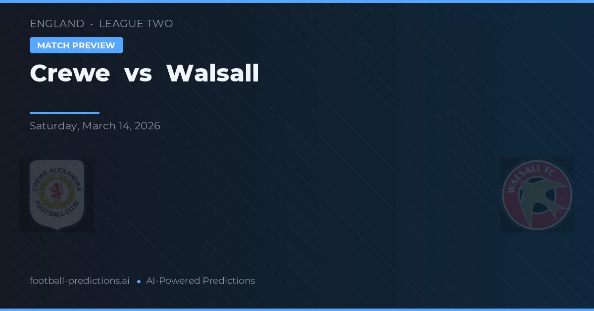 Crewe vs Walsall — pronostic și avancronică meci