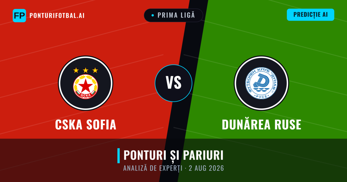 CSKA Sofia vs Dunărea Ruse — pronostic și avancronică meci
