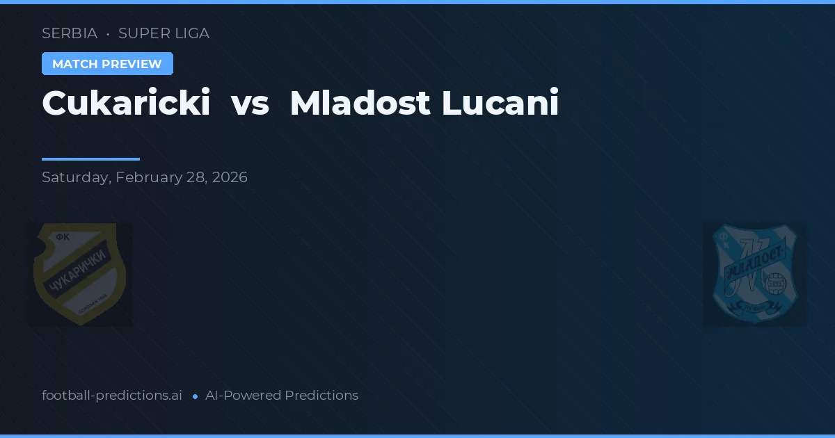 Cukaricki vs Mladost Lučani — pronostic și avancronică meci