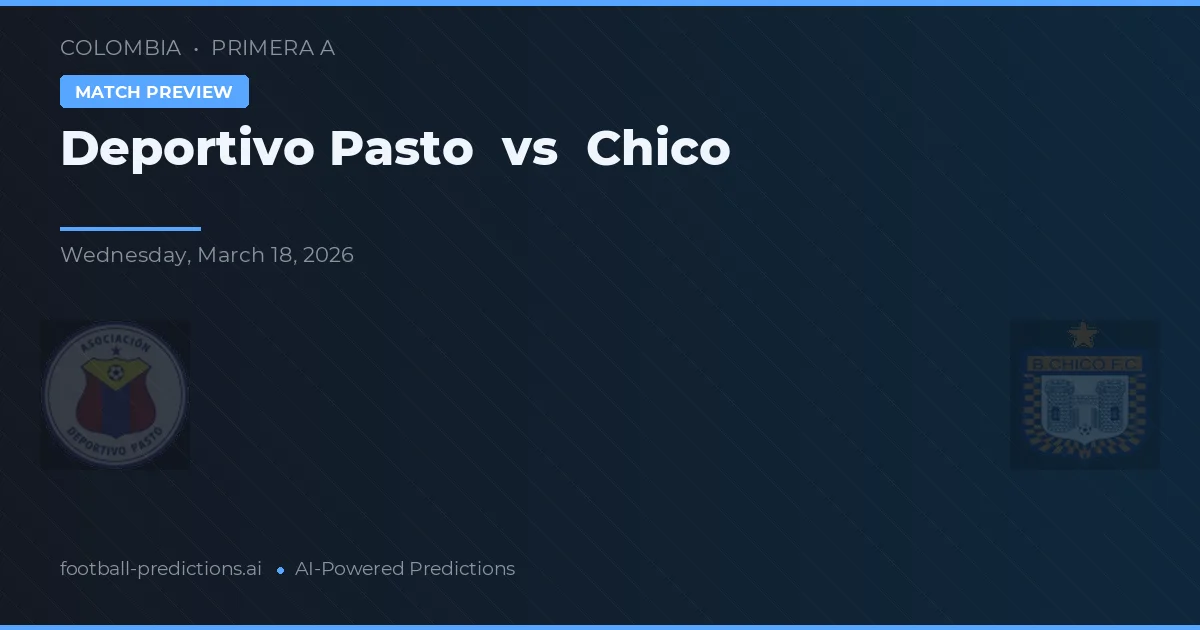 Deportivo Pasto vs Chico — pronostic și avancronică meci
