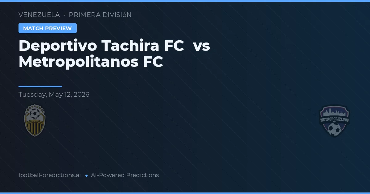 Deportivo Táchira vs Metropolitanos FC — pronostic și avancronică meci
