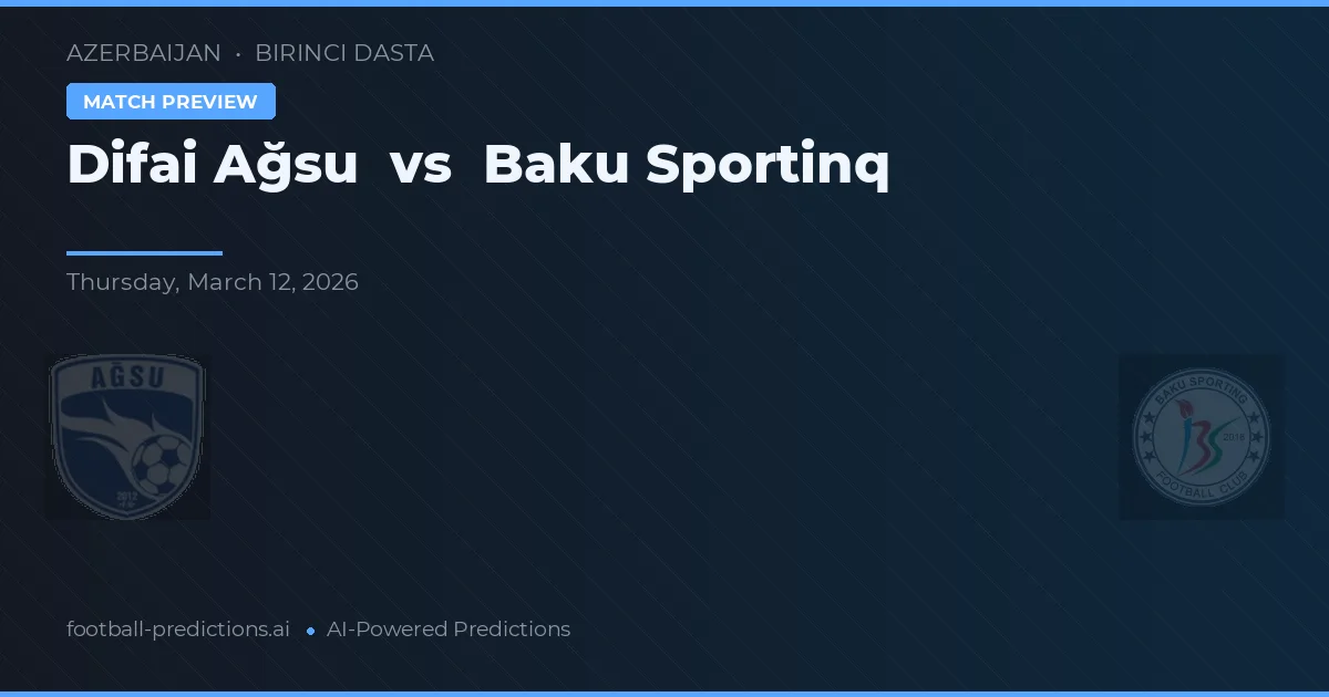 Difai Ağsu vs Baku Sportinq — pronostic și avancronică meci