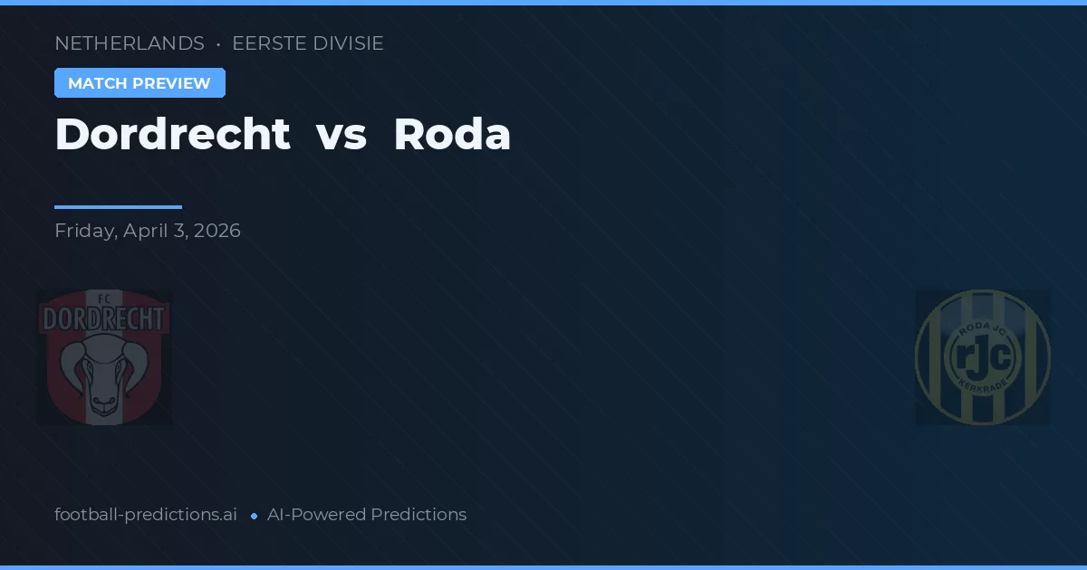 Dordrecht vs Roda JC — pronostic și avancronică meci