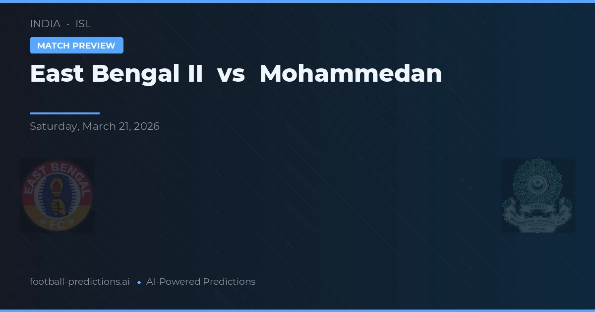 East Bengal II vs Mohammedan — pronostic și avancronică meci