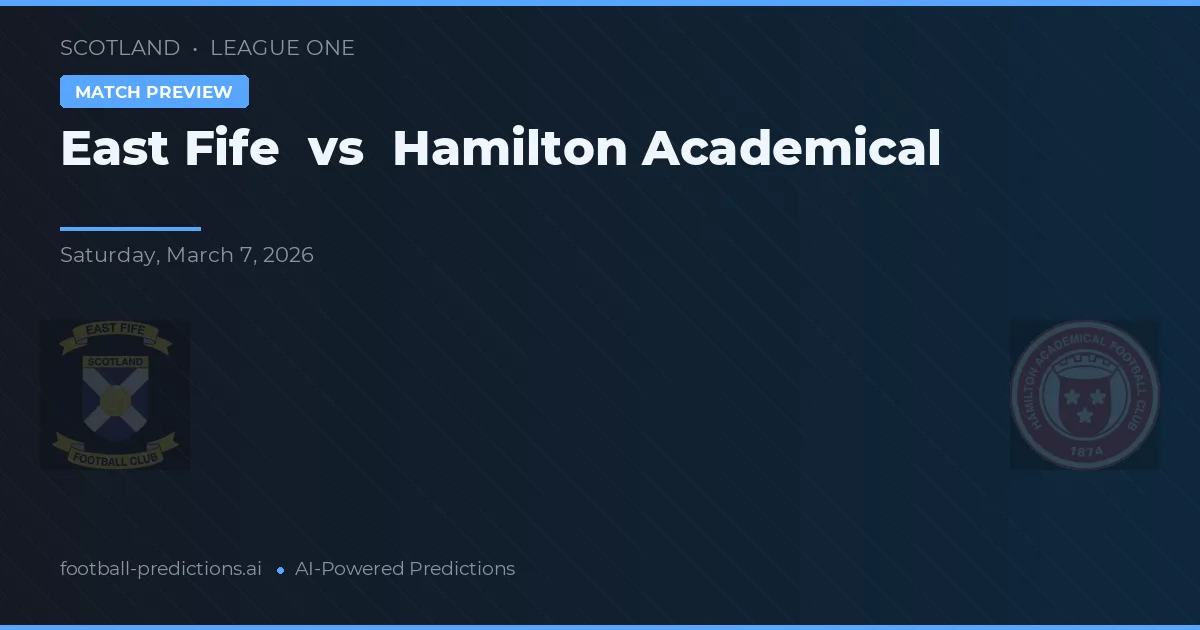 East Fife vs Hamilton Academical — pronostic și avancronică meci