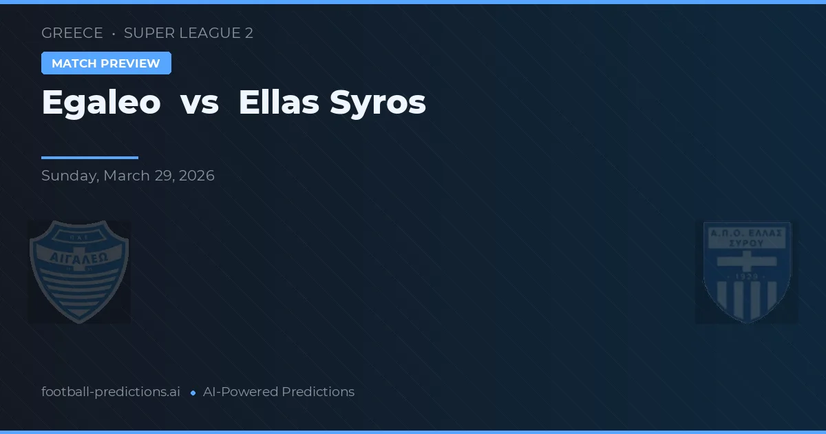 Egaleo vs Ellas Syros — pronostic și avancronică meci