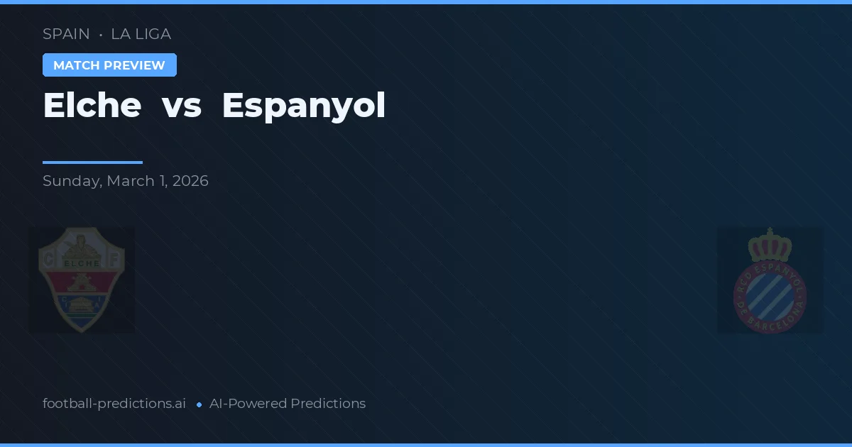 Elche vs Espanyol — pronostic și avancronică meci
