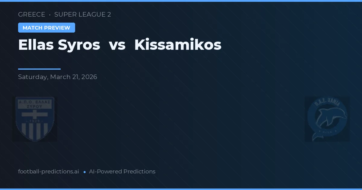 Ellas Syros vs Kissamikos — pronostic și avancronică meci