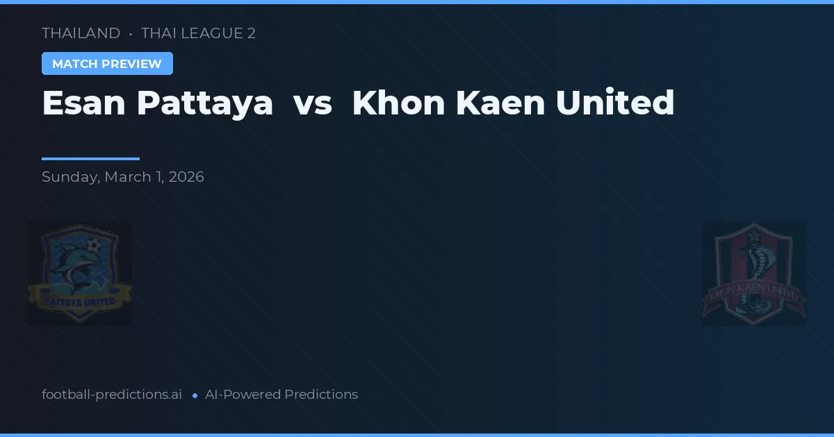 Esan Pattaya vs Khon Kaen United — pronostic și avancronică meci
