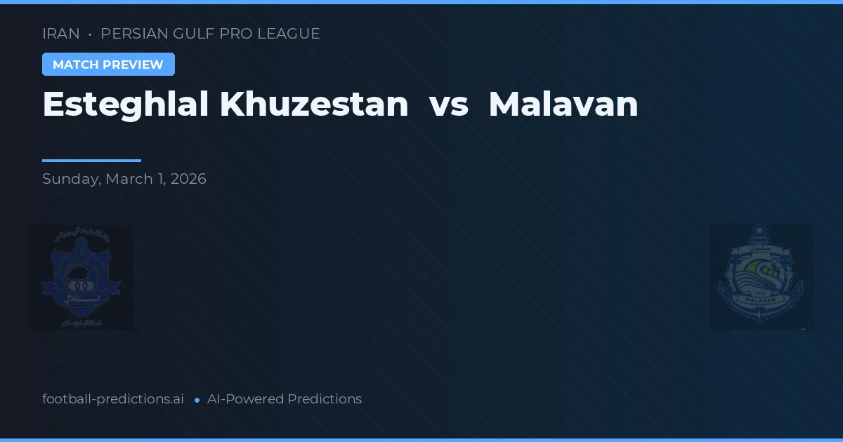 Esteghlal Khuzestan vs Malavan — pronostic și avancronică meci